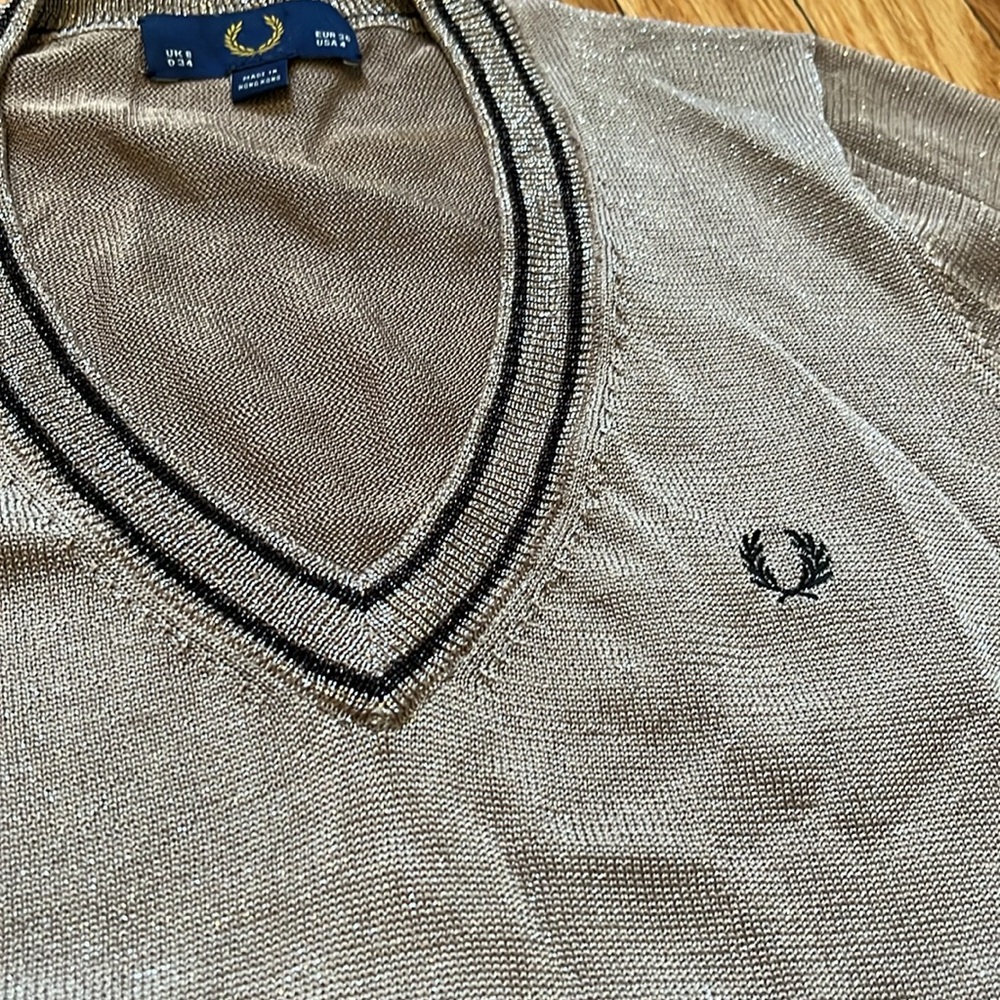Fred Perry | Vintage Shimmery Taupe Sweater | Size UK 8